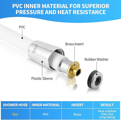 Extra Long Replacement Shower Hose Extension Handheld Shower Head Hose 118 Inches Flexible and Durable with Brass Insert and Nut rv shower head with hose