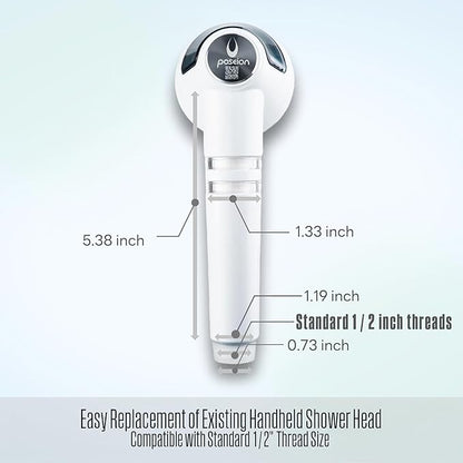 POSEION BT100 SW Filtered Shower Head – Handheld, High Pressure, Magnetized Sediment Filter, Ultrafine Water Stream, Spa-Like Comfort, Durable Build, Made in Korea