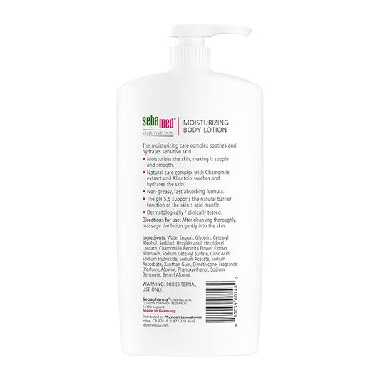 SEBAMED Moisturizing Body lotion pH 5.5 for Sensitive Skin Hypoallergenic Dermatologist Recommended Hydrating Moisturizer 33.8 Fluid Ounces (1 Liter)