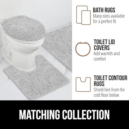 GORILLA GRIP Bathroom Rug Sets, Soft Chenille 2 Piece Area Rugs Set, Toilet Base Mat and 30x20 Carpet, Absorbent Microfiber Washable Mats Dry Quickly, Home Décor and Bath Room Accessories, Lt Gray