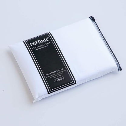 Furlinic Black Stall No Hook Shower Curtain,Heavy Duty Fabric Bathroom Curtain with 6 Plastic Built-in Hooks,Washable & Waterproof,Small Narrow,48x72 Inch