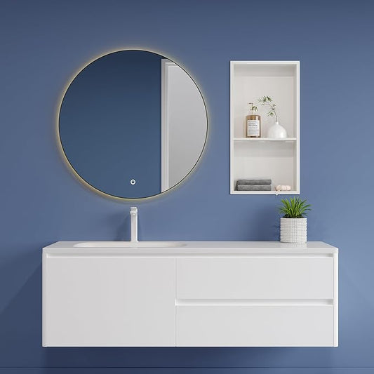 Neodrain White Shower Niche Insert Tile Ready, Stainless Steel Wall Niche 25.1"X13.1"(Inner Size 24"X12"), Two-Tier Bathroom recessed Shower Cabinet, NO Tile Needed for Shower Wall