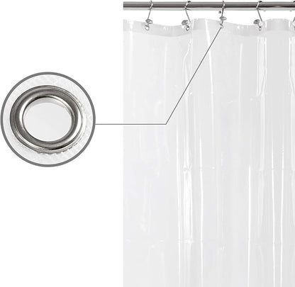 Barossa Design Longer Shower Curtain/Liner with 75 inches Height - 6 Magnets on Bottom, Heavy Duty Waterproof PEVA, PVC Free, Metal Grommets, 72x75, Clear