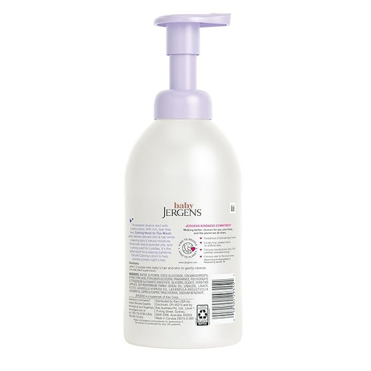 Jergens Baby Calming Head to Toe Foaming Wash, Baby Shampoo and Body Wash, Shampoo Tear Free, Kids Foaming Body Wash, 18 Fl Oz