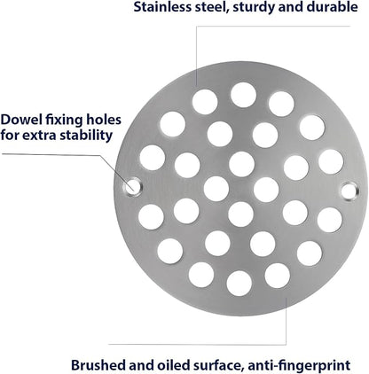 4 Inch Shower Drain Cover,Round Screw-in Floor Drain Cover,Easy-to-Install Replacement Cover