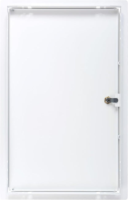 12" x 20" Lockable White Metal Access Panel. Service Shaft Door Panel with Key. Plumbing, Electricity, Heating, Alarm Wall Access Panel for Drywall. Bathroom Services Access Hole Cover.