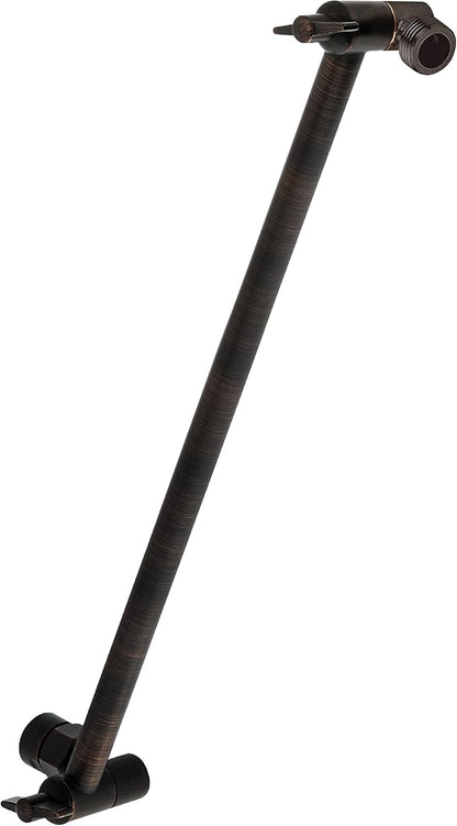 SparkPod 16" Solid Brass Shower Head Extension Arm - Flexible Height & Angle Adjustable Shower Arm Extension for Rain Showerheads with Sturdy Lock - Universal Pipe Connection (Oil-Rubbed Bronze)