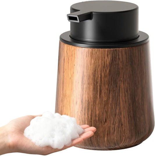 18 Oz Walnut Color Foaming Hand Soap Dispenser, Refillable Modern Home Decor Kitchen Dish Soap Dispenser for Bathroom