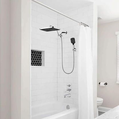 Shower Heads with Handheld Spray Combo, 13 Inches Rain Shower Head with 4 Mode Handheld Wand, and 13 Inches Adjustable Extension Arm, 3 Way Diverter Valve, Extra Long Hose (Chrome)