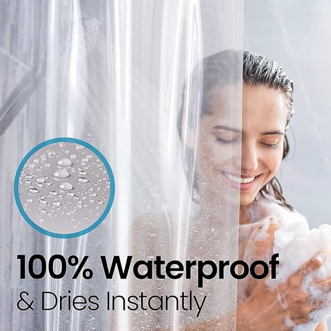 LiBa Waterproof Plastic Shower Curtain - Bathroom Shower Curtain Premium PEVA Non-Toxic Shower-Liner with Rust Proof Grommets Clear 8G Heavy Duty Bathroom Accessories 72x84 - Clear