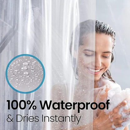 LiBa Waterproof Plastic Shower Curtain - Bathroom Shower Curtain Premium PEVA Non-Toxic with Rust Proof Grommets Frosted 8G Heavy Clear Duty Bathroom Accessories 72x72 2 Pack