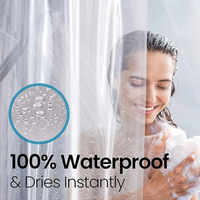 LiBa Bathroom Shower Curtain with 12 Shower Rings- Waterproof Plastic Shower Curtain Premium PEVA Non-Toxic with Rust Proof Grommets Frosted 10G Heavy Duty Bathroom Accessories 72x72