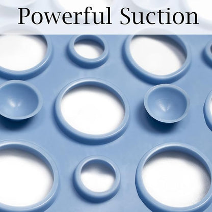 Extra Large Shower Mat Non Slip,47 * 31 Inch Bathtub Mat for Shower with Big Suction Cups,Oversized Anti Slip Bath/Shower Mats for Inside Outside Shower,Perfect for Elderly, Blue