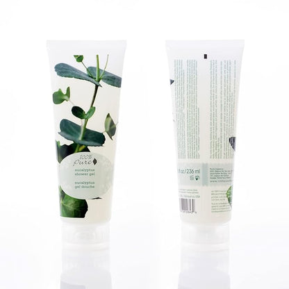 100% PURE Eucalyptus Shower Gel Natural Foaming & Hydrating Body Wash - Deeply Moisturizing Gentle Soap Cleanser for All Skin Types, Even Sensitive - Gluten-Free - 8 Fl Oz