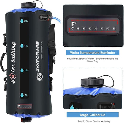 Camping Shower Bag, 5 Gal/20L TPU Material Portable Shower Bag with Foot Pump and Press-Type Shower Nozzle for Camping Beach Swimming Outdoor Traveling Hiking
