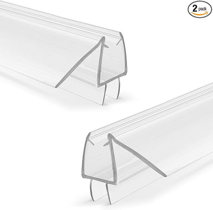 Shower Door Bottom Seal, 2-Pack PVC Strips with Sweep 39" Long, for 1/2"(12mm) Thick Framless Glass Door, to Stop Water Leakage