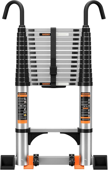 Telescoping Ladder,Aluminum Ladder with stabilizer bar,Lightweight Multi-Purpose Extension Ladder,Heavy Duty 330lbs Max Capacity,Collapsible for RV or Outdoor (19.5 FT)