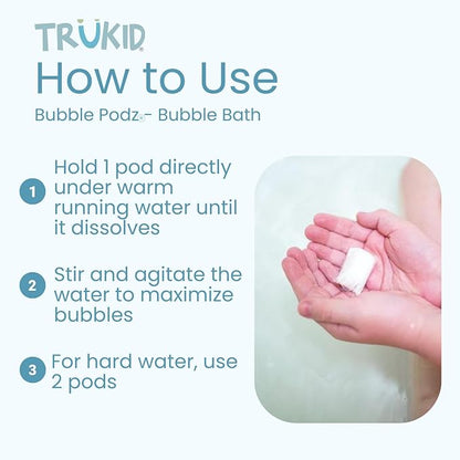 TruKid Strawberry Bubble Podz & BubbleGlove Set – Bubble Bath Pods with 2 Wash Gloves for Kids and Toddlers