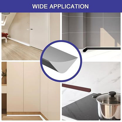 Flexible Molding Trim, Flexible Bendable Adhesive Caulking Strip, Molded Trim, Peel and Stick Home Decorative Edge for Bathroom, Kitchen, Floor, Wall (Grey, 0.83in x 0.24in x 10ft)