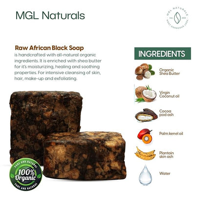 MGL Naturals Raw African Black Soap, 1 lb.