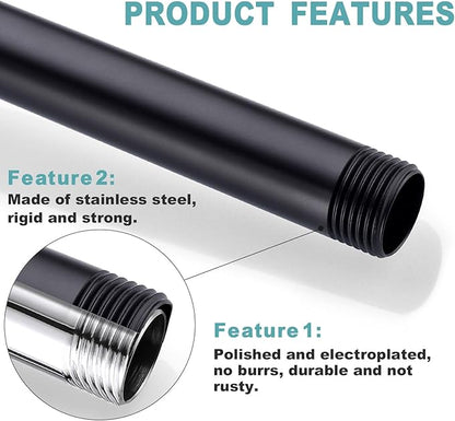 BESTILL 8 Inch Ceiling Mount Rain Shower Head Arm and Flange, Matte Black