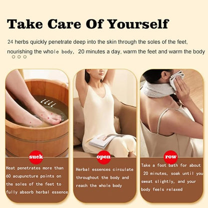 30 Pack Herbal Foot Soak Bags -Natural Ginger Mugwort Foot Detox Soak ,Body care herbal package Soothes Tired ,Chinese Herbal Foot Bath Spa Gift for Men & Women艾草生姜中药泡脚包 (32 Ounce (Pack of 1), 24)