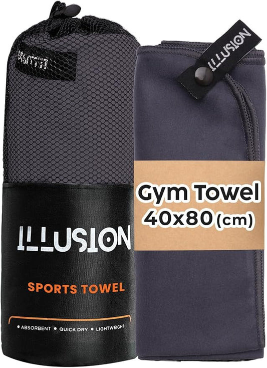 illusion Small Microfiber Gym Towels for Men and Women Active Sports (32" L x 16''W)-Lightweight Quick Dry Gym Towel for Sweat-Workout Towels Ideal for Yoga, Camping, Running, and Outdoor Activities