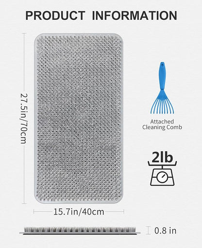 OTHWAY Non Slip Grassy Bathtub Mat : 27.5X15.7 inches Sturdy But Soft Bath Mat_Quick Drain Shower Floor Mat with Soft Bristles for Scrubbing Feet (Light Grey)