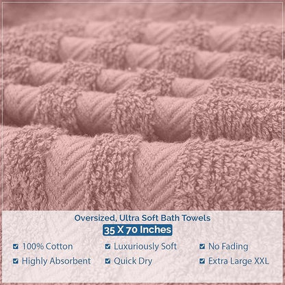 DAN RIVER 2 Pack Luxury Bath Sheets 35x70, 600 GSM, Soft & Quick Dry 100% Ring Spun Cotton Towels Ideal for Hotels, Spas, Gyms & Salons Extra Large, Dusty Pink