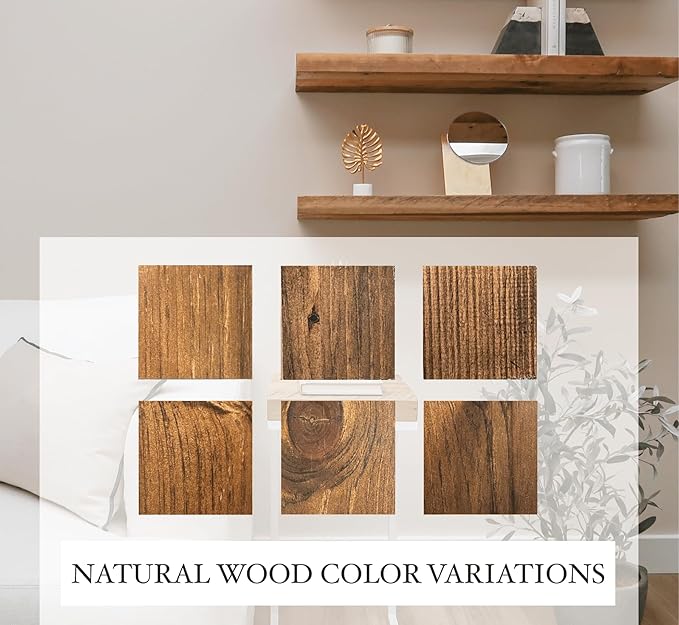 Urbandi Modern Floating Shelves 3 Inches Thick for Wall, Wide Shelves for Kitchen, Living Room, Bedroom, and Bathroom, Natural Pine Wood, Rustic Wooden Shelf, (Set of 2) (Provincial, 24Lx3Hx6D)