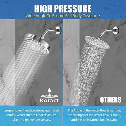 Shower Head High Pressure Rain Premium Quality Luxury Design Anti-Clogging Silicone Nozzles Adjustable Replacement for Bathroom Shower Heads (6 inch Round) (Luxury Polished Chrome 6" Round)