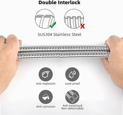 Hibbent All Metal Shower Hose, 119 Inch Stainless Steel Extra Long Shower Hose Replacement, Brass Insert & Nut, Anti-Twist Handheld Shower Head Hose Extension, Flexible Shower Hose Attachment, Chrome