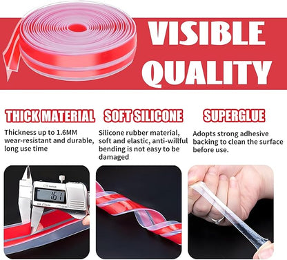 19.7Ft T-Shaped Clear Weather Stripping Door Seal, Door Draft Stopper Silicone Seal Strip, Weather Stripping for Shower Glass Gaps