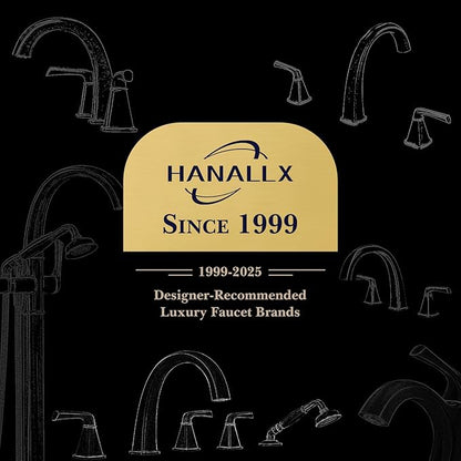 Free Standing Tub Faucet, Hanallx Luxury Brushed Nickel Freestanding Bathtub Faucet with Sprayer, Premium Brass High Flow Rate Floor Mount Tub Filler Swivel Spout, Roman Tub Faucet Set（HM88011-BN）