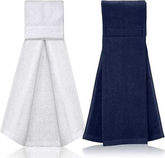Shimeyao 2 Pcs Cotton Sports Football Towel with Closure Pitching Football Sweat Towel for Sports Gym Men Women Accessories(Dark Blue, White, Various)