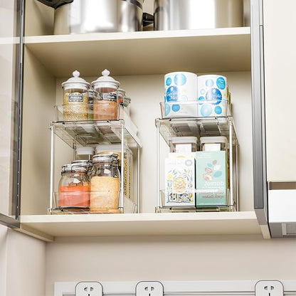 Yieach 2 Pack Pull Out Under the Sink Organizer,2 Tier 10.6″ High Medicine Cabinet Organizer for Vitamin,Pill Bottle,Supplement,Slide out Undersink Organizers and Bathroom Vanity Storage for Cupboard