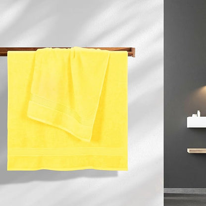 Elvana Home Cotton 2 Pack Oversized Bath Towel Set 28x55 inches, Large Bath Towels, Ultra Absorbant Compact Quickdry & Lightweight Towel, Ideal for Gym Travel Camp Pool - Yellow