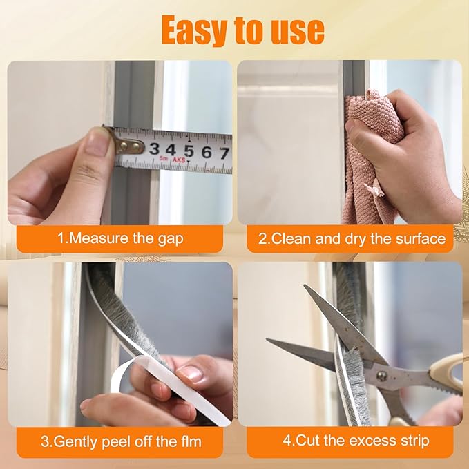 33.3FT Self-Adhesive Weather Stripping Seal for Door Frames and Sliding Windows, Weatherstripping for Soundproofing, Dustproof, Window Insulation for Winter, 0.35'' Wide x 0.6'' Thick, Grey