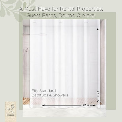 Stitch & Stone Shower Curtain Liner, Premium Medium Weight Durable Waterproof 6g PEVA for Bathroom with Weighted Magnets, Standard Size 72" x 72", Frosty 2 Pack