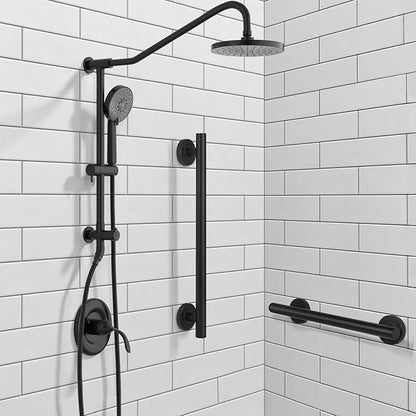 Lava Odoro Shower Grab Bar, Modern Stainless Steel Handicap Grab Bar for Bathtubs and Showers, Shower Safety Bar for Seniors Disabled, ADA-Compliant (Matte Black, 24 Inch)
