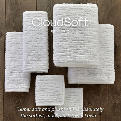 SKL Home CloudSoft Cotton Luxury 6-Piece Towel Set, White