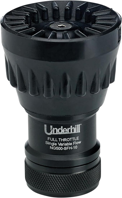 Underhill Garden Water Hose Nozzle Sprayer Jet Attachment, Heavy-Duty Metal and Rubber, Adjustable, Magnum UltraMax Premium Plus Series 1" High Flow Full Throttle, NG500-SFH-10