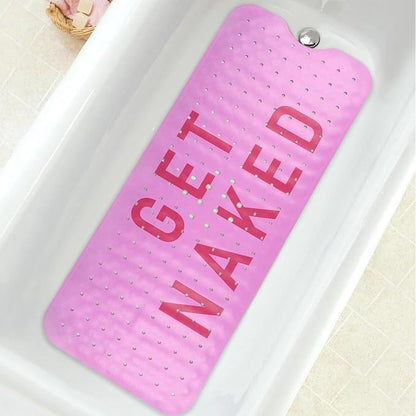 Bathtub Mat Non Slip, Get Naked Extra Long Bath tub Mat Shower Floor Mat with Suction Cups and Drain Holes for Adults Kids Elderly 40 X 16 Inch