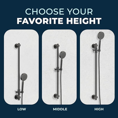 HammerHead Showers® Solid Metal 27.5 Inch Shower Slide Bar Set and Handheld Shower Head with Hose — OIL RUBBED BRONZE — 2.5 GPM High Pressure Spray Wand — Easily Adjust Height & Angle of Handshower