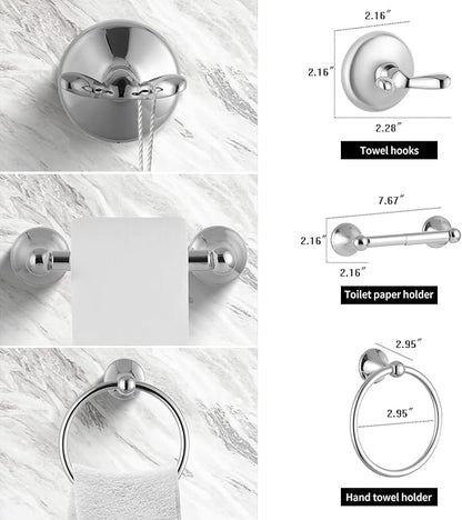 4 Piece Bathroom Hand Towel Holder Set, Adjustable Towel Racks for Bathroom Wall Mounted, Stainless Steel Chrome Towels Bar, 24 Inch Bath Room Accessories Set