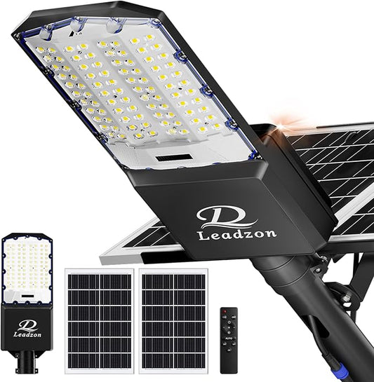 10800w Solar Street Lights Outdoor Waterproof Black, 650000LM Super Bright LED Beads Commercial Solar Flood Lights with Remote Control for Patio, Street, Court and Parkling Lot