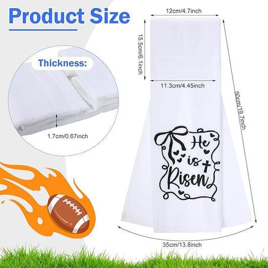 Shimeyao 2 Pcs Christian Cross Football Pitching Towel with Hook and Loop Closure, Cotton Quarterback Sports Towel with Bible Cross for Football Jesus Faith White and Black