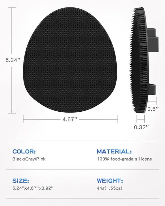 Manmihealth 4 Pack Soft Silicone Shower Brush, Super-Lathering and Deep-Cleaning Body & Face Scrubber, Gentle Exfoliating Bath Glove for All Skin Types, with Free Hooks (Black+Gray)*2