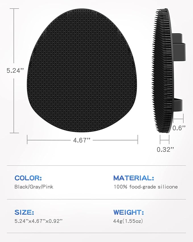 Manmihealth Soft Silicone Shower Brush, Super-Lathering and Deep-Cleaning Body & Face Scrubber, Gentle Exfoliating Bath Glove for All Skin Types(Black+Gray)