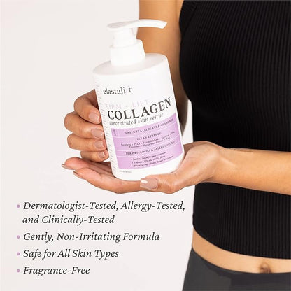 Elastalift Collagen Body Cream + Hyaluronic Acid Lotion Skin Care Set, Anti Aging Face & Body Moisturizer Dry Skin Rescue Creams For Wrinkle Control, Lifting, Firming, & Tightening Skin, 2-Pack